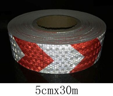 5 Cm X 30 M Reflecterende Tape Fiets Stickers Plakband Voor Fiets Veiligheid Fiets Stickers Fiets Accessoires rood wit