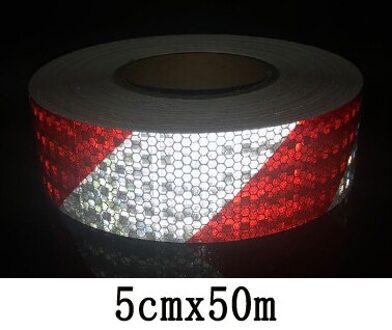 5 Cm X 50 M/Roll Veiligheid Mark Reflecterende Tape Stickers Auto-Styling Zelfklevend Waarschuwing Tape Automobiles reflecterende Materiaal rood wit