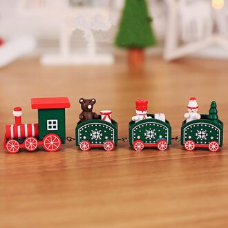 5 Coach Vervoer Kerst Trein Speelgoed Ornament Geschilderd Hout Kerst Cake Tafel Decoratie Met Santa/Beer Xmas jaar 4 Coach