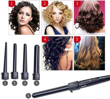 5 Deel Haar Krultang Machine 5 P Keramische Haar Krultang Set 5 Maten 09-32mm Curling wand Rollers met Handschoen HS25HQ 47 Z