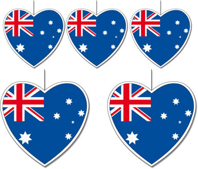 5-delige hou van Australie versiering set hartjes van 14 cm en 28 cm