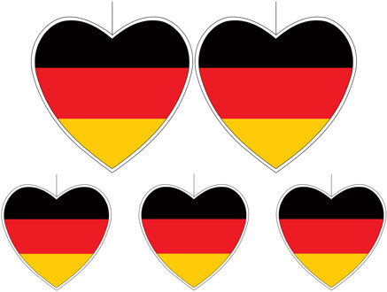 5-delige hou van Duitsland versiering set hartjes van 14 cm en 28 cm