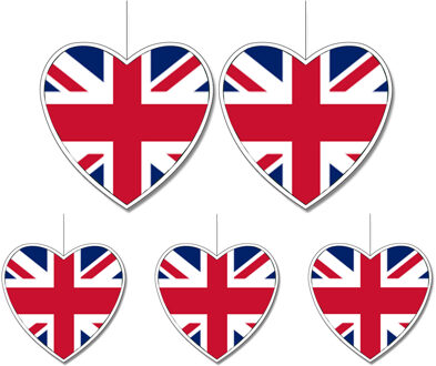 5-delige hou van Groot Brittanie/Engeland versiering set hartjes van 14 cm en 28 cm