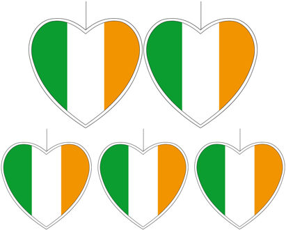 5-delige hou van Ierland versiering set hartjes van 14 cm en 28 cm