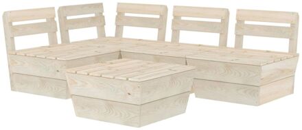 5-delige Loungeset pallet geïmpregneerd vurenhout Beige