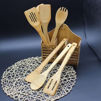 5 Delige Set Bamboe Gebruiksvoorwerp Keuken Houten Gereedschap Lepel Spatel Mengen Gezonde Keuken Koken Gereedschap #38