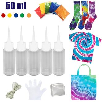 5 Flessen Diy Kits Voor Stof Textiel Ambachtelijke Kunsten Kit Muti-Kleur Kleurstoffen Permanente Verf Voor Diy Arts Kleding stof 50Ml # YL10 5stk