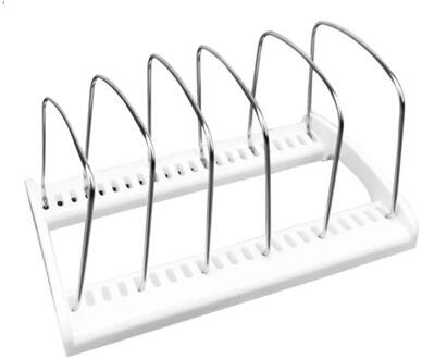 5-Grid Roestvrijstalen Deksel Opbergrek Keuken Opslag Plank Thuis Bakken Pan Pot Plaat Opslag Stand Snijplank holder Tool