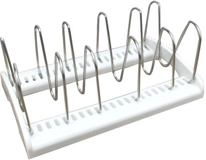 5-Grid Roestvrijstalen Deksel Opbergrek Keuken Opslag Plank Thuis Bakken Pan Pot Plaat Opslag Stand Snijplank holder Tool