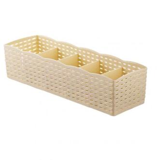 5 Grids Sokken Ondergoed Opslag Mand Garderobe Organizer Box Handdoek Container Wasmand Diversen Ondergoed Opbergdoos Beige