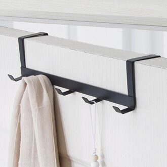 5 Haken Deur Opknoping Rack Badkamer Organizer Deur Kleding Coat Hat Hanger Over De Deur Handdoekenrek zwart