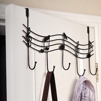 5 Haken Muziek Muur Haak Deur Hanger Keuken Storage Rack Kast Opknoping Haak Plank Badkamer Organizer Tassen Kleding Houder zwart