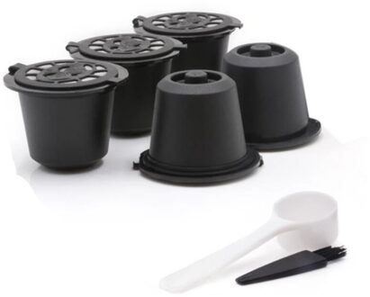 5 Herbruikbare Nespresso Capsules Hervulbare Koffie Capsule Filter Met Nespresso Machines Met Koffie Lepel Borstel