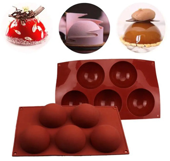 5 Hole Semi-Sphere Round Silicone Mold Hot Chocolate Bombs Cake Baking Mould DIY Candy Ice Jelly Pudding Soap Mold Accessories