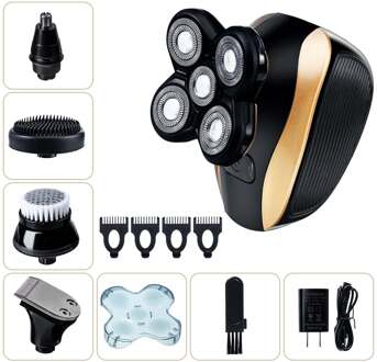 5 In 1 5D Oplaadbare Elektrische Scheerapparaat Vijf Scheerhoofden Scheerapparaten Tondeuse Neus Oorhaar Trimmer Mannen Facial Cleaning borstel Update Version