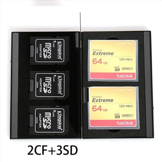 5 in 1 Aluminium Opbergdoos Tas Memory Card Case Wallet Grote Capaciteit Voor 3 * Sd-kaart 2 * Cf-kaart