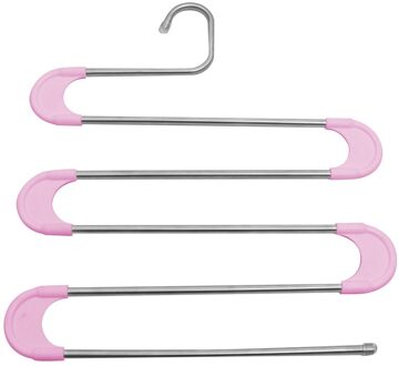 5 In 1 Broek Rack Closet Organizer Kleerhangers Planken Rvs Garderobe Magische Broek Hanger Jas Opslag Rangement roze