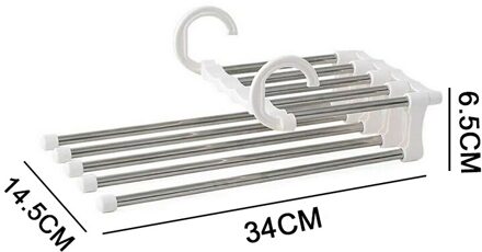 5 In 1 Broek Rack Closet Organizer Kleerhangers Planken Rvs Garderobe Magische Broek Hanger Jas Opslag Rangement wit-1
