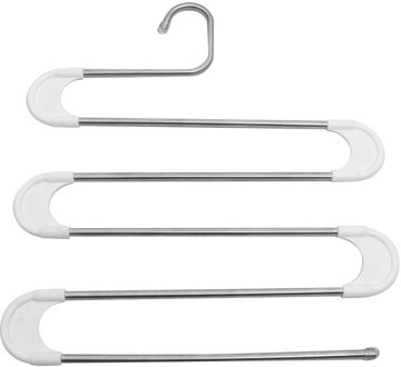 5 In 1 Broek Rack Closet Organizer Kleerhangers Planken Rvs Garderobe Magische Broek Hanger Jas Opslag Rangement wit-2