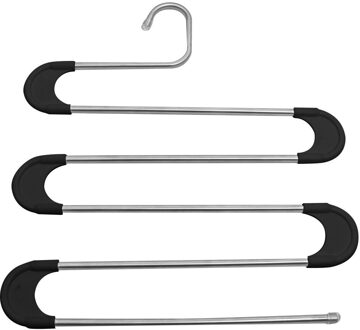 5 In 1 Broek Rack Closet Organizer Kleerhangers Planken Rvs Garderobe Magische Broek Hanger Jas Opslag Rangement zwart-2