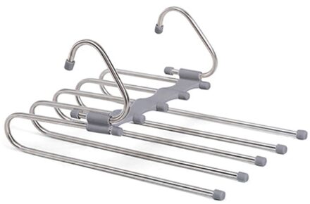 5 In 1 Broek Rack Multifunctionele Planken Rvs Multifunctionele Garderobe Broek Hanger Jas Opslag Organisatie grijs