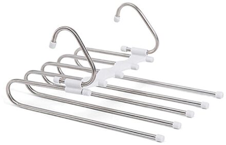 5 In 1 Broek Rack Multifunctionele Planken Rvs Multifunctionele Garderobe Broek Hanger Jas Opslag Organisatie wit