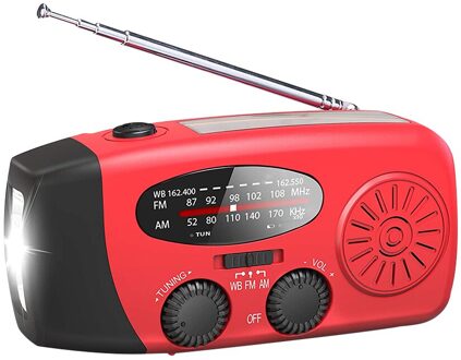 5 In 1 Buiten Draagbare Radio Hand Crank Solar Crank Dynamos Aangedreven & Usb Opladen Fm Am Wb Weer Radio emergency Led Flashlig Rood