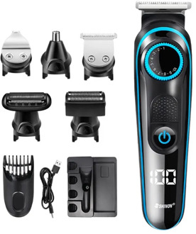 5 in 1 Electric Hair Clippers for Men Nose Beard Trimmer Cordless USB Rechargeable LCD Display Multifunctional Razor Travel Port