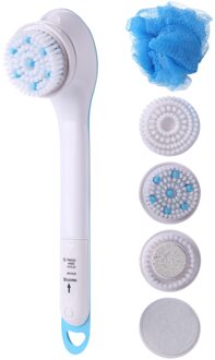 5 In 1 Elektrische Bad Massage Douche Borstel Schoon Systeem Bad Borstel Scrub Huid Massage Gezondheidszorg Tool Lange Steel afschilfering