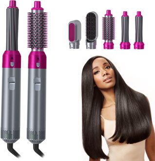 5 In 1 Elektrische Föhn Föhn Kam Hair Brush Kit Negatieve Ion Haar Krultang Stijltang Styler Haar Curling iron Wand ons aansluiten