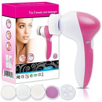 5 In 1 Elektrische Gezichtsreiniger Gezicht Wassen Cleaning Mini Skin Pore Cleaner Beauty Body Massage Gezicht Wassen Borstel Machine roze