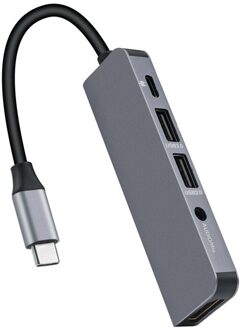 5 In 1 Hub Type C Naar Hdmi + USB3.0 + USB2.0 + Pd + Audio Usb C Hub Docking station Voor Mobiele Telefoon Pc Laptop