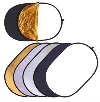 5 In 1 Multi Fotografie Photo Oval Inklapbare Light Reflector Houvast Draagbare Foto Reflector (60X90Cm)