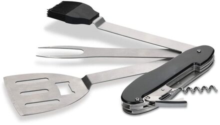 5-In-1 Multi Functie Bbq Vouwen Grill Spatel Vork Borstel Kurkentrekker Flesopener Tool Set
