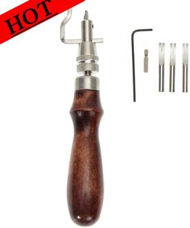 5 In 1 Pro Leathercraft Stiksels Lederen Groover Edger Beveler Diy Leatherworking Gereedschap Naai Vouw Lederen Tool Kit