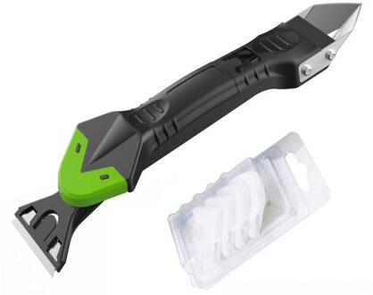 5 In 1 Siliconen Remover Kalefateren Finisher Kit Glad Schraper Grout Kit Tools Met Naad Tape Plastic Handgereedschap Set accessoires groen - Metal2