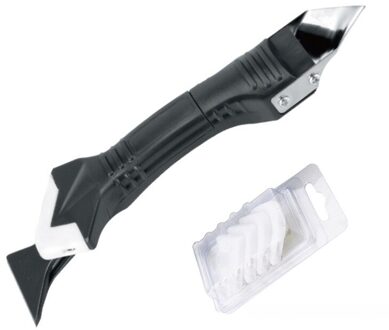 5 In 1 Siliconen Remover Kalefateren Finisher Kit Glad Schraper Grout Kit Tools Met Naad Tape Plastic Handgereedschap Set accessoires zwart - Metal