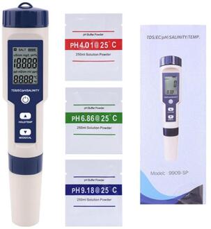 5 In 1 Tds/Ec/Ph/Zoutgehalte/Temperatuur Meter Digitale Water Monitor Tester Voor Zwembaden drinkwater Aquaria
