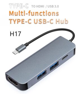 5 In 1 Usb 3.1 Type C Hub Hdmi 4K Usb C Hub Naar Gigabit Ethernet Rj45 Lan Adapter voor Mac Book Pro Thunderbolt 3 USB-C Charger