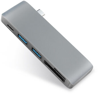 5 in 1 USB-C Adapter met 2 USB 3.0 Poorten Micro SD Memory Reader Type-C USB 3.0 Hub voor Macbook Pro Air A1932/Retina 12 grijs