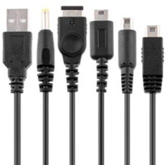 5 in 1 USB Game Charger Oplaadkabel 1.2m Cords Draad voor Nintend 3DS XL NDSLite NDSI LL WII U GBA PSP