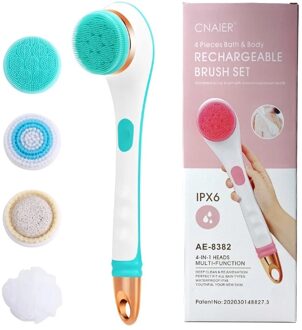 5 In1 Elektrische Douche Borstel Handheld Spin Spa Massage Schoonmaken Bad Borstel Water Slip Lange Handvat Scrub Gezondheidszorg Bashtool