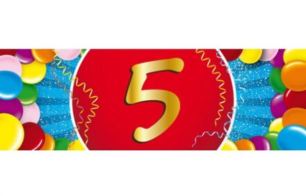 5 jaar leeftijd sticker - 19 x 6 cm - verjaardag versiering - feestartikelen