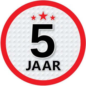 5 jaar leeftijd sticker rond 15 cm - 5 jaar verjaardag/jubileum versiering