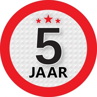 5 jaar leeftijd sticker rond 9 cm - 5 jaar verjaardag/jubileum versiering