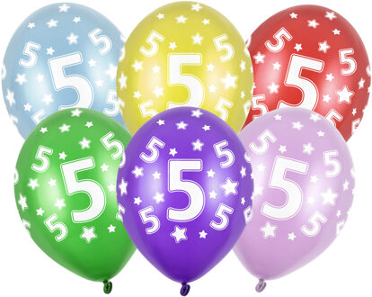 5 jaar verjaardag leeftijd ballonnen - 18x stuks - multi kleuren - feestartikelen/versiering