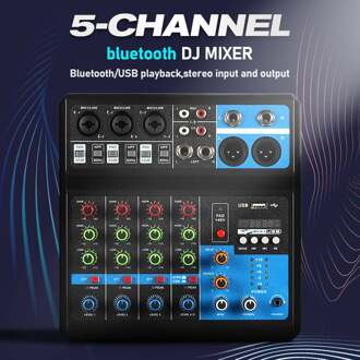 5 Kanaals Bluetooth Mixer Audio Professionele Studio Dj Mixer Galm Controller Smartphone Computer Opname Geluidskaart EU plug