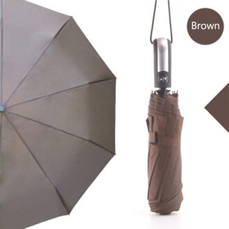5-kleur 10 Rib Automatische Paraplu Drie Opvouwbare Paraplu Draagbare Paraplu UV Bescherming Waterdichte Paraplu bruin