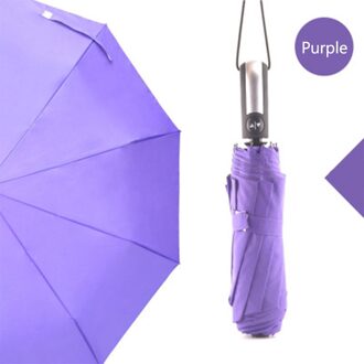 5-kleur 10 Rib Automatische Paraplu Drie Opvouwbare Paraplu Draagbare Paraplu UV Bescherming Waterdichte Paraplu paars