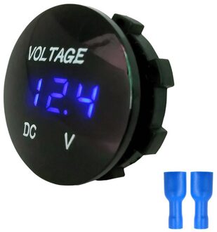 5 Kleuren Beler Voltmeter Meter Mini Dc 12V-24V Waterdichte Ronde Panel Led Digitale Display Motor Auto atv Voltmeter Meter Blauw